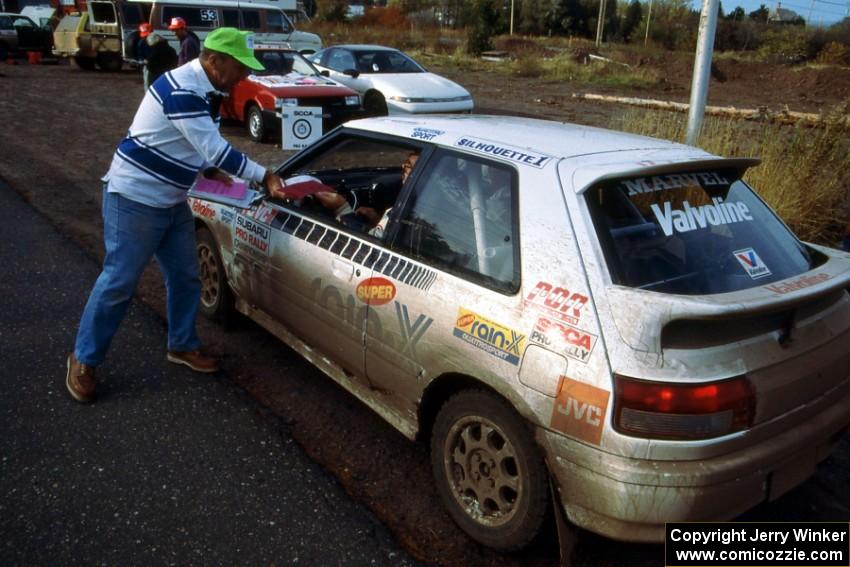 Makio Yamanaka / John McArthur Mazda 323GTX checks into Copper Harbor service (2).