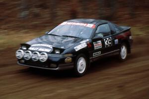 Ivan Orisek / Olga Orisek at speed at the spectator corner on SS1 in their Mitsubishi Eclipse GSX.