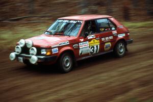 Don Taylor / Noreen Dow at speed on SS1 in their Dodge Omni GLH-S.