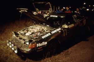 Vinnie Frontinan / Frank Arruda prepare for the final stages of day one in their Group A Toyota Celica All-Trac.(1)