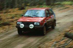 Al Kaumeheiwa / Doug Henry at speed into the finish of the first stage of day two in their VW GTI.