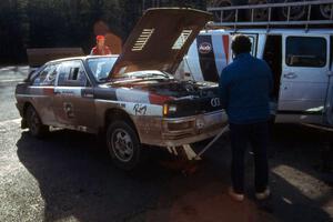 Paul Choinere / Doug Nerber lost the lead after folding up the left-front suspension early on day two in their Audi Quattro.