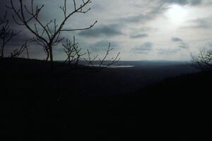 The sky was partly sunny and windy as hell atop Brockway Mountain.