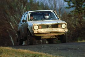 Tom VanDamme / Chuck VanDamme atop Brockway Mountain in their VW Rabbit.