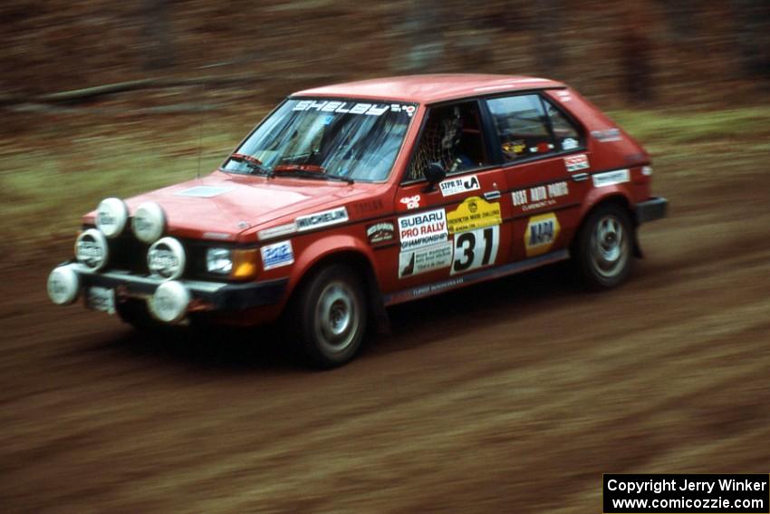 Don Taylor / Noreen Dow at speed on SS1 in their Dodge Omni GLH-S.