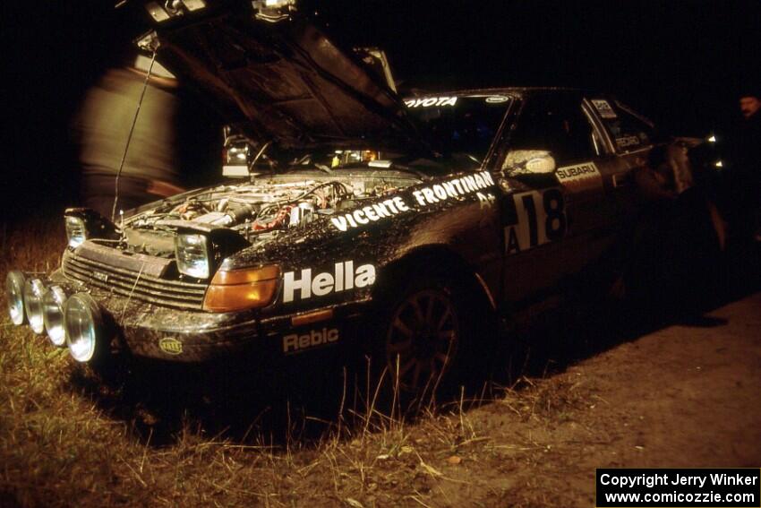 Vinnie Frontinan / Frank Arruda prepare for the final stages of day one in their Group A Toyota Celica All-Trac.(2)