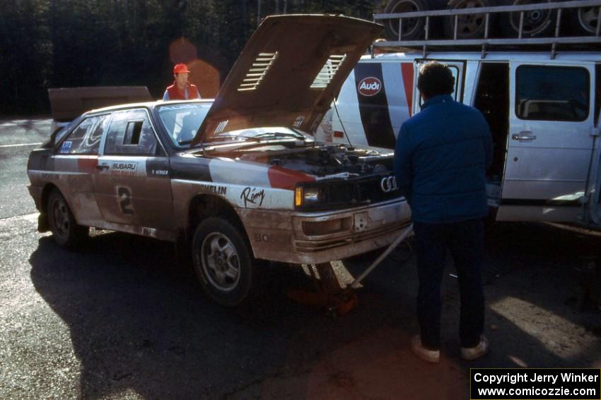 Paul Choinere / Doug Nerber lost the lead after folding up the left-front suspension early on day two in their Audi Quattro.