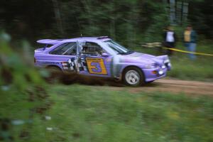 Car tree, the Carl Merrill / John Bellefleur Ford Escort Cosworth through a sweeper at the spectator location at the county road