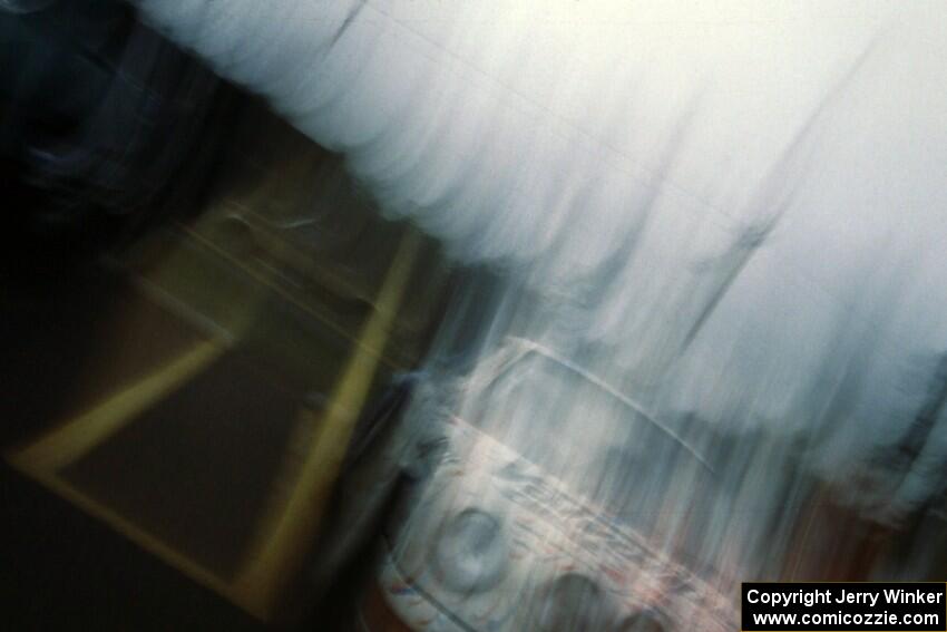 An accidental bump of the shutter makes for an eerie shot of the Jeff Zwart / Martin Headland Porsche Carrera 4 at parc expose.