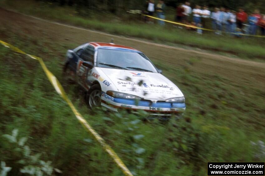Dave Turner / Bill Gutzmann carry too much speed off the long straight in their Mitsubishi Eclipse and go into a ditch.