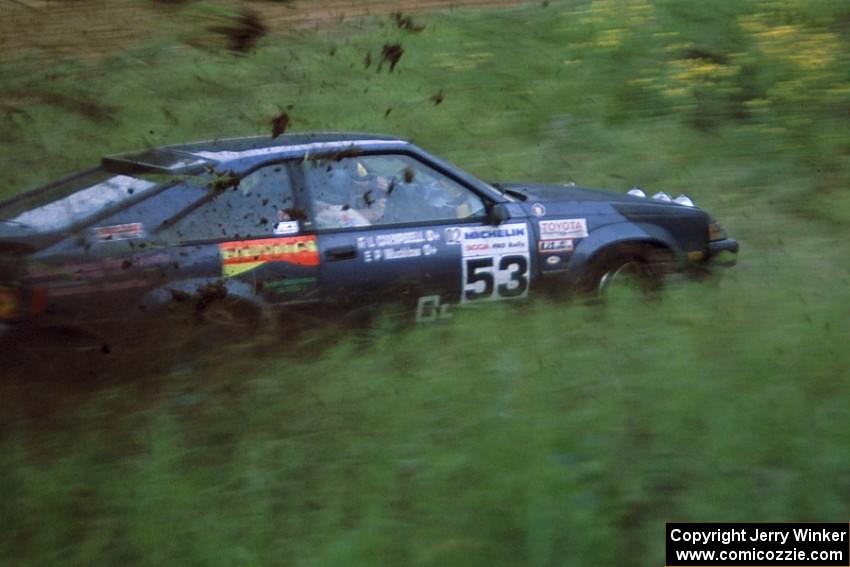 Ed Mucklow / Bob Campbell had too much momentum on the 3/4 mile straight in their Toyota Celica...