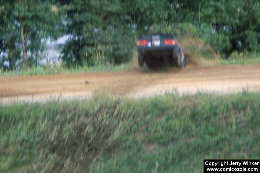 The Ed Mucklow / Bob Campbell Toyota Celica leaped and cleared the county road. They did continue with two flats!