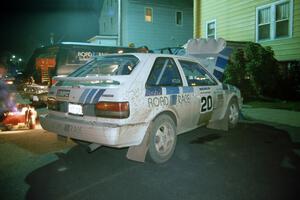 The Mitch McCullough / Scott Webb Mazda 323GTX at L'Anse service. They retired shortly after.