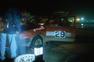 Wayne Prochaska / Annette Prochaska at L'Anse service in their VW GTI. They DNF'ed on the first night.