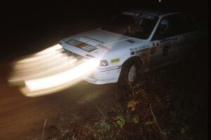 Bruce Newey / Ken Cassidy in their Misubishi Galant during the first night's stages.