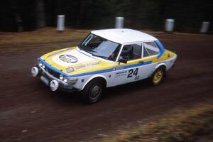 Goran Ostlund / Steve Baker SAAB 99 at the start of the Delaware 1 stage.