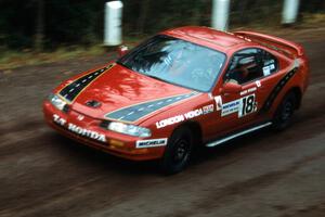 Walt Peterson / Harry Pressey in their Honda Prelude near the start of the Delaware stage.