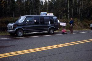 A crewmember for the Mike Hurst / Rob Bohn Nissan 200SX await their car in Copper Harbor.