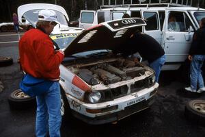 The John Buffum / Jeff Becker Audi Quattro S2 receives service in Copper Harbor(2).