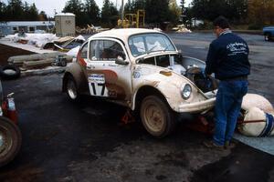 The Rene Villemure / Mike Villemure VW Beetle gets serviced in Copper Harbor.