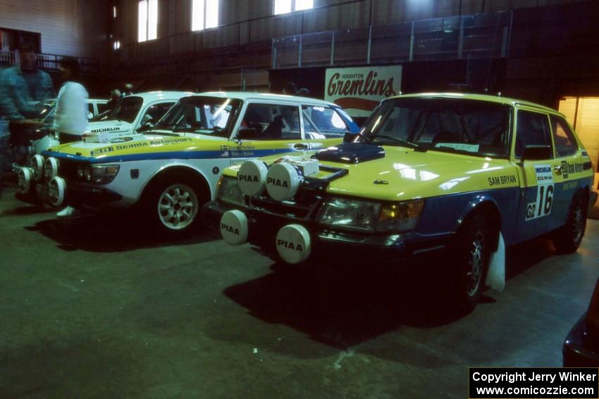 Goran Ostlund / Steve Baker SAAB 99 and Sam Bryan / Rob Walden SAAB 900 at Dee Stadium (1).