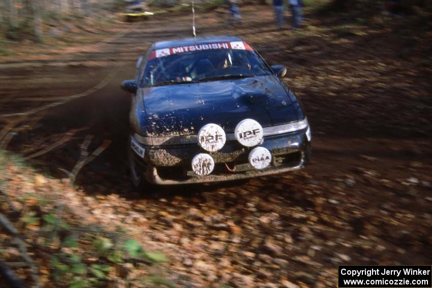 The Cal Landau / Eric Marcus Mitsubishi Eclipse were an early DNF on day one seen here at the end of SS1, Beacon Hill.