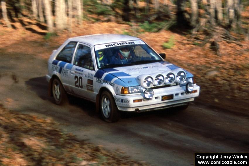 The Mitch McCullough / Scott Webb Mazda 323GTX near the finish of SS1.