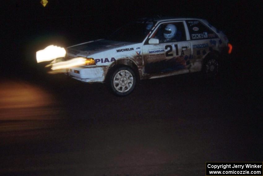 Greg Lund / Lynne Lund retired shortly after this stage in their Mazda 323GTX.