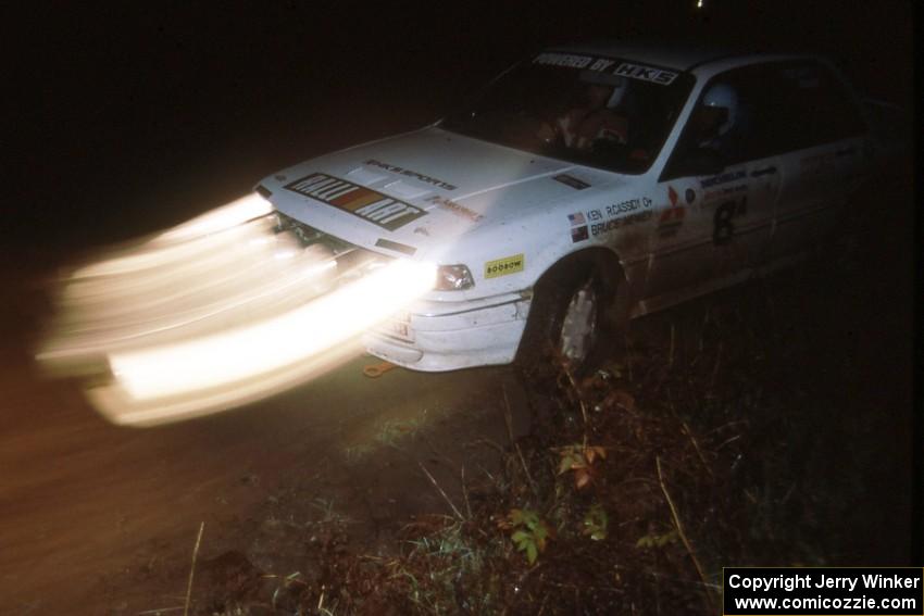 Bruce Newey / Ken Cassidy in their Misubishi Galant during the first night's stages.