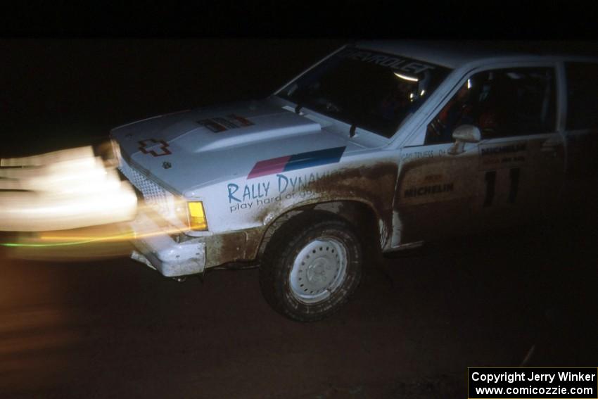 Gail Truess / Cindy Krolikowski in their Chevy Citation press on during the first nights stages.