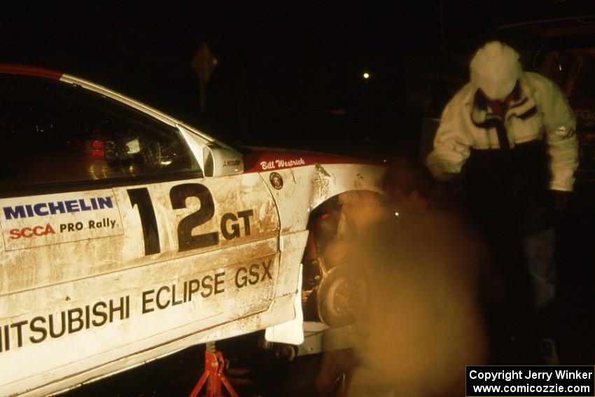 Steve Gingras / Bill Westrick Mitsubishi Eclipse gets the RF brake repaired after hitting a rock. Kenton service(2).