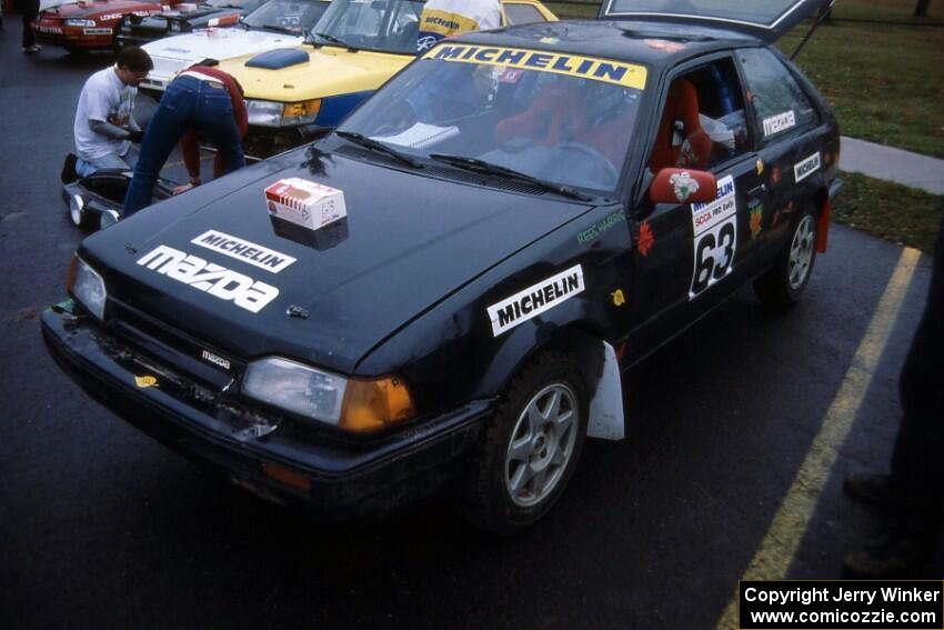 Rees Harris / Constantine Manotopoulos Mazda 323GTX at Saturday morning's parc expose.