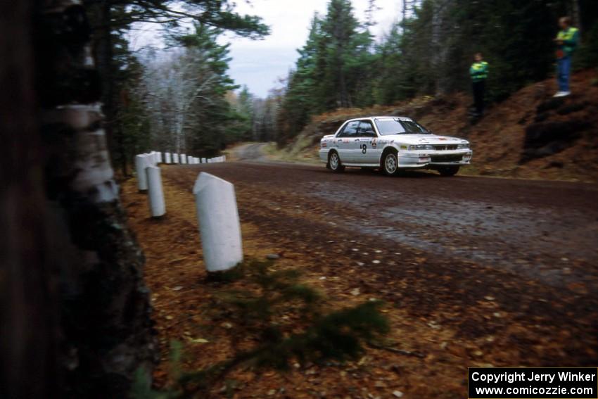 Bruce Newey / Ken Cassidy in their Misubishi Galant near the start of Delaware 1.