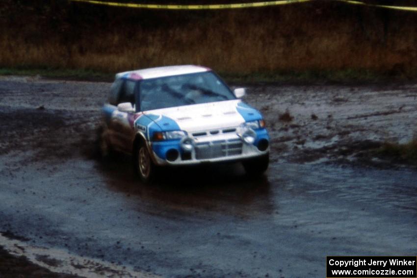 Peter Moodie / Michael Fennell Mazda 323GTR exits the delta at the Delaware Mine stage.