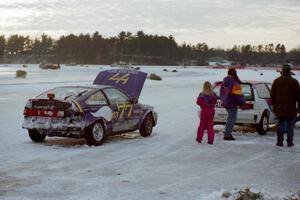 Cory Coulson / Troy Greenberg Honda CRX Si sporting battle damage after the race