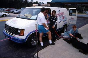 Janice Damitio is interviwed by a local Bemidji radio station. She and Amity Trowbridge shared a Toyota Celica All-trac.