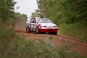 The Paul Choiniere / Jeff Becker Hyundai Elantra was down on time after day one, but was rapidly making it up on Indian Creek Tr