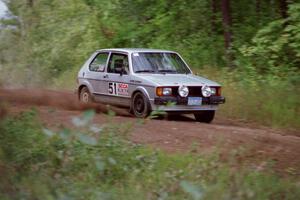Bob Nielsen / Diane Sargent at speed in their VW GTI on Indian Creek Trail Rd. on day two.