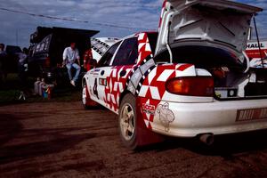 The Henry Joy IV / Chris Griffin Mitsubishi Lancer Evo II at Park Rapids service on day two.