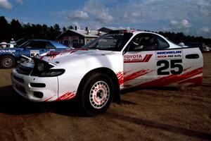 The Jamaican team of Jeff Panton / Rudy Meikle and their Toyota Celica GT-4 at Park Rapids service.