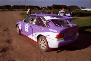 The Carl Merrill / John Bellefleur Ford Escort Cosworth prepares to leave the Park Rapids service on day two.