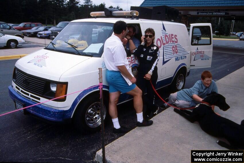 Janice Damitio is interviwed by a local Bemidji radio station. She and Amity Trowbridge shared a Toyota Celica All-trac.