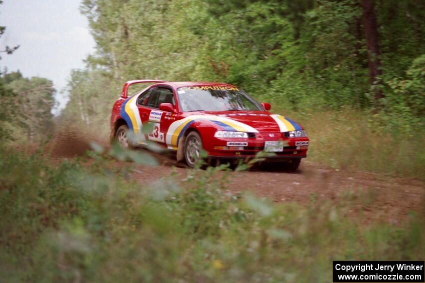 Greg Trepetin / Sonia Trepetin at speed on Indian Creek Trail Rd. in their Honda Prelude VTEC.