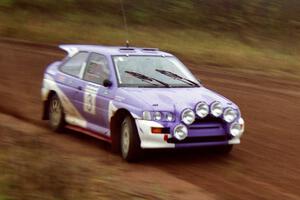 The Carl Merrill / John Bellefleur Ford Escort Coswort RS on the practice stage at the airport. (1)