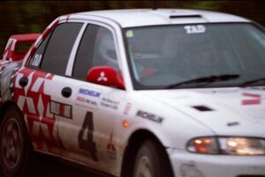 The Henry Joy IV / Chris Griffin Mitsubishi Lancer Evo 2 was a right-hand drive car seen here at the practice stage.