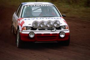 Paul Choinere gives a member of the press a ride in his Hyundai Elantra at the practice stage.