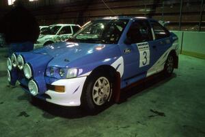 Carl Merrill / John Bellefleur Ford Escort Cosworth RS at the parc expose in Dee Stadium..