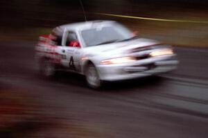 Henry Joy IV / Chris Griffin Mitsubishi Lancer Evo 2 are away from the start of SS1.