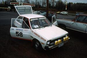 The Fritz Wilke / Joe Huttle Ford Fiesta gets serviced in L'Anse. (1)