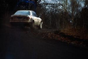 The Tom Ottey / Pam McGarvey Hyundai Elantra blasts out of a right-hander on Delaware Mine. Unfortunately they also were a DNF.